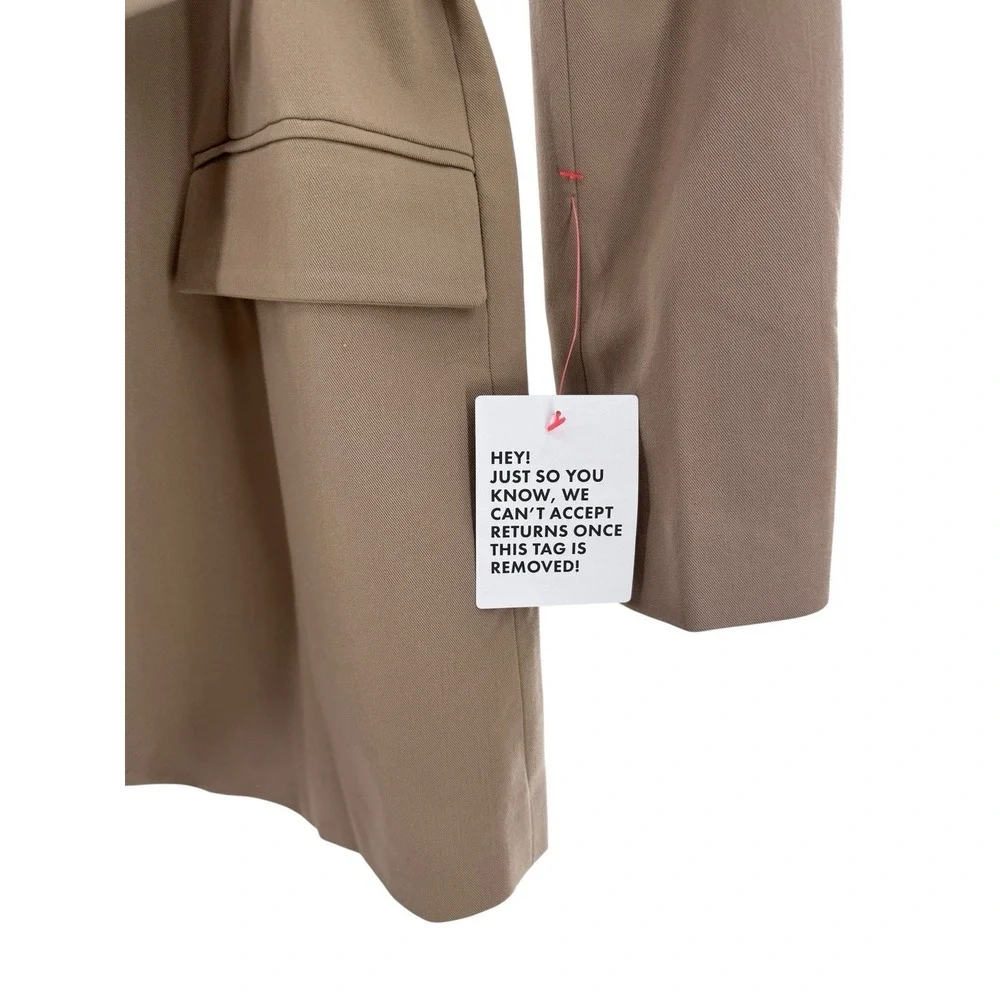 Topshop Belted Blazer Jacket Tan Beige Size 2‎ NWT Tailored Longline Modern Fit